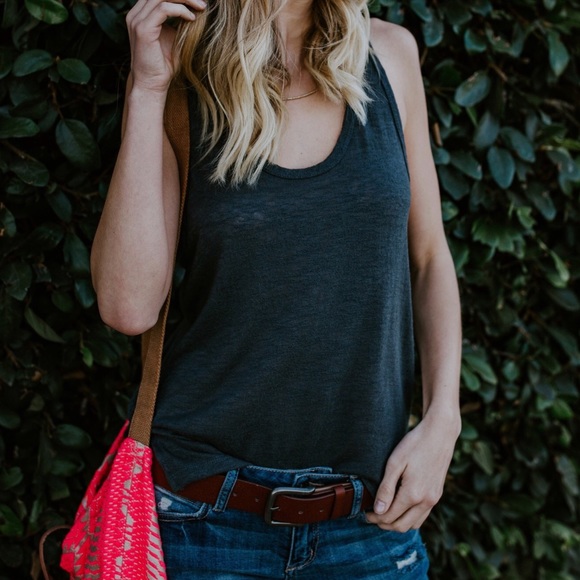 LOUNGE Charcoal Racerback Tee - Picture 1 of 5